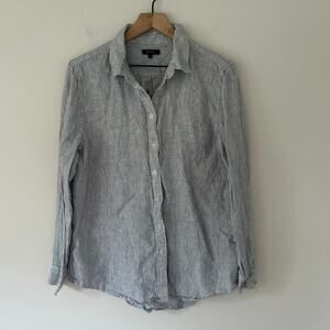 Quince 100% European Linen Pinstriped Button-Up Shirt Size Large